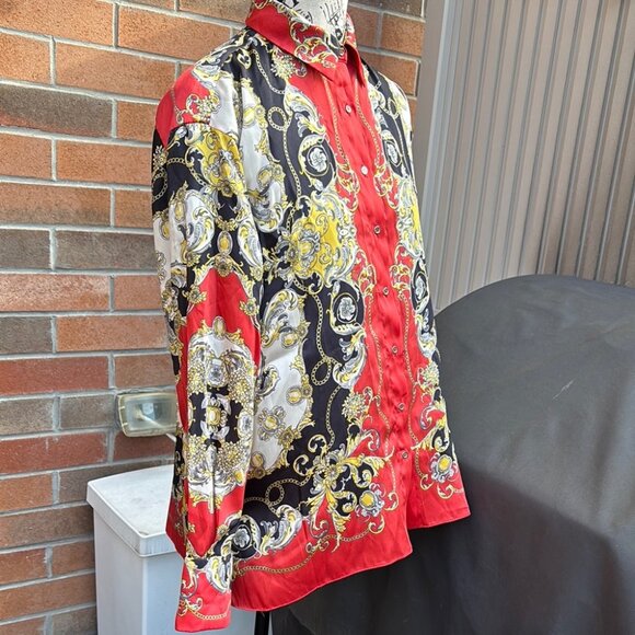 Zara AW18 Printed Chain Shirt Red Size XS - Picture 7 of 10